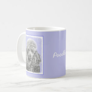 Poodle Miniature Toy Silver Gray Blue Dog Art Coffee Mug