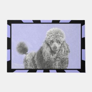 Poodle Miniature Toy Silver Gray Blue Dog Art Doormat