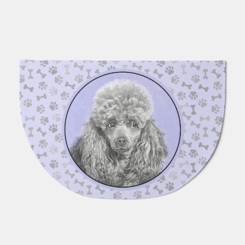 Poodle Miniature Toy Silver Gray Blue Dog Art Doormat