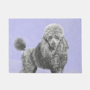 Poodle Miniature Toy Silver Gray Blue Dog Art Doormat