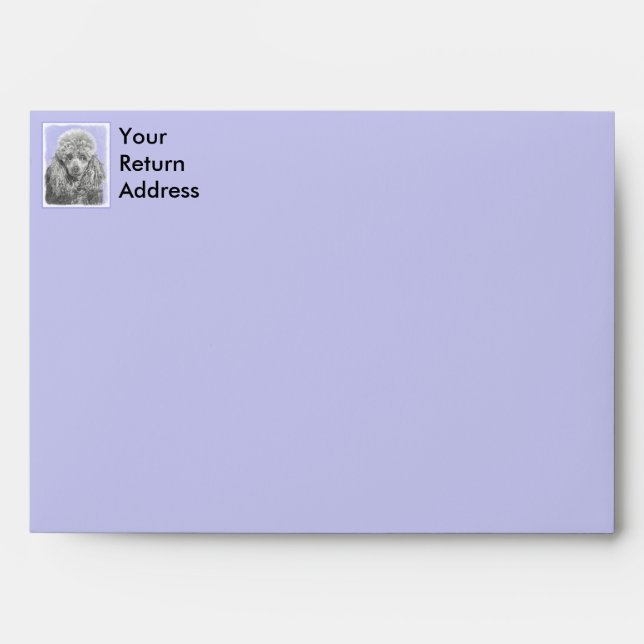 Poodle Miniature Toy Silver Gray Blue Dog Art Envelope (Front)