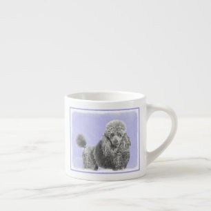Poodle Miniature Toy Silver Gray Blue Dog Art Espresso Cup