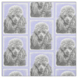Poodle Miniature Toy Silver Gray Blue Dog Art Fabric