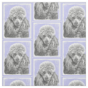 Poodle Miniature Toy Silver Gray Blue Dog Art Fabric
