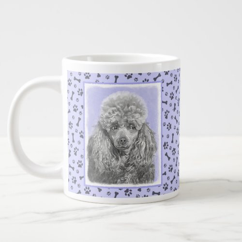 Poodle Miniature Toy Silver Gray Blue Dog Art Giant Coffee Mug