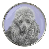 Poodle Miniature Toy Silver Gray Blue Dog Art Golf Ball Marker
