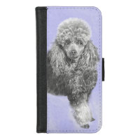Poodle Miniature Toy Silver Gray Blue Dog Art