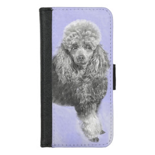 Poodle Miniature Toy Silver Gray Blue Dog Art iPhone 8/7 Wallet Case