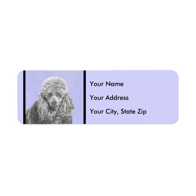 Poodle Miniature Toy Silver Gray Blue Dog Art Label (Front)