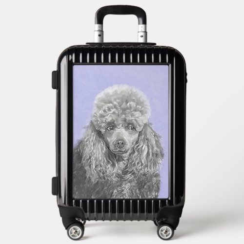 Poodle Miniature Toy Silver Gray Blue Dog Art Luggage