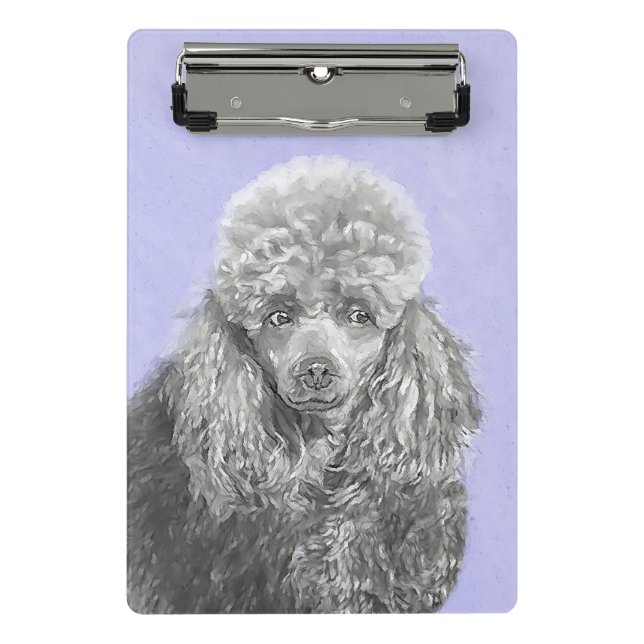 Poodle Miniature Toy Silver Gray Blue Dog Art Mini Clipboard (Front)