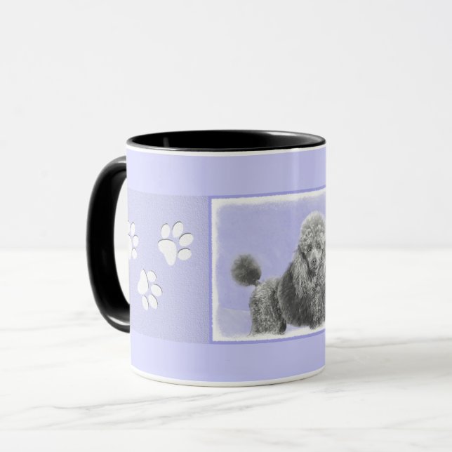 Poodle Miniature Toy Silver Gray Blue Dog Art Mug (Front Left)