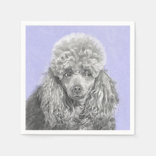 Poodle Miniature Toy Silver Gray Blue Dog Art Napkins