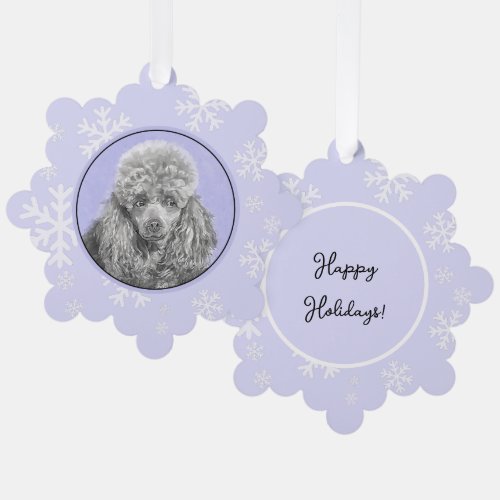 Poodle Miniature Toy Silver Gray Blue Dog Art Ornament Card