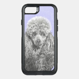 Poodle Miniature Toy Silver Gray Blue Dog Art OtterBox Commuter iPhone SE/8/7 Case