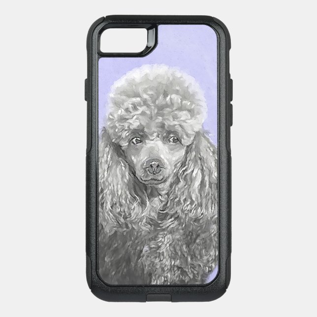 Poodle Miniature Toy Silver Gray Blue Dog Art Otterbox iPhone Case (Back)