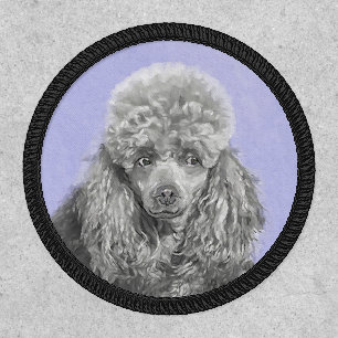 Poodle Miniature Toy Silver Gray Blue Dog Art Patch
