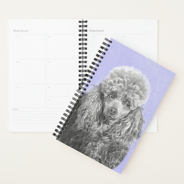 Poodle Miniature Toy Silver Gray Blue Dog Art Planner (Display)