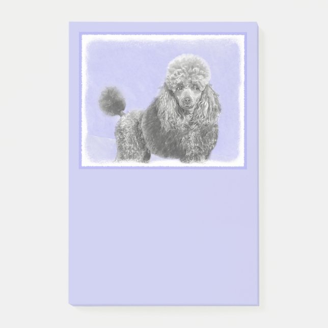 Poodle Miniature Toy Silver Gray Blue Dog Art Post-it Notes (Front)