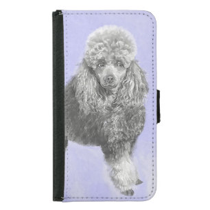 Poodle Miniature Toy Silver Gray Blue Dog Art Samsung Galaxy S5 Wallet Case
