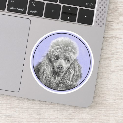 Poodle Miniature Toy Silver Gray Blue Dog Art Sticker