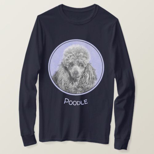 Poodle Miniature Toy Silver Gray Blue Dog Art T_Shirt
