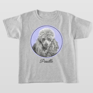 Poodle Miniature Toy Silver Gray Blue Dog Art T-Shirt