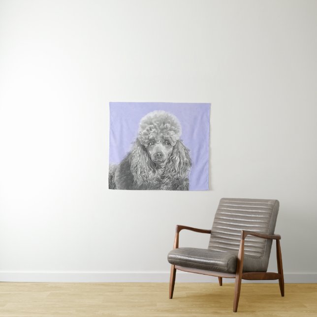 Poodle Miniature Toy Silver Gray Blue Dog Art Tapestry (In Situ (Horizontal))