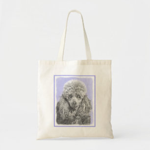 Poodle Miniature Toy Silver Gray Blue Dog Art Tote Bag