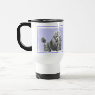Poodle Miniature Toy Silver Gray Blue Dog Art Travel Mug
