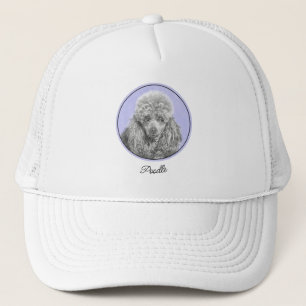 Poodle Miniature Toy Silver Gray Blue Dog Art Trucker Hat