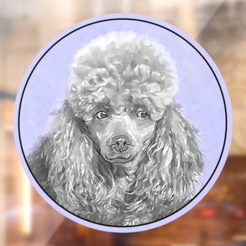 Poodle Miniature Toy Silver Gray Blue Dog Art Window Cling