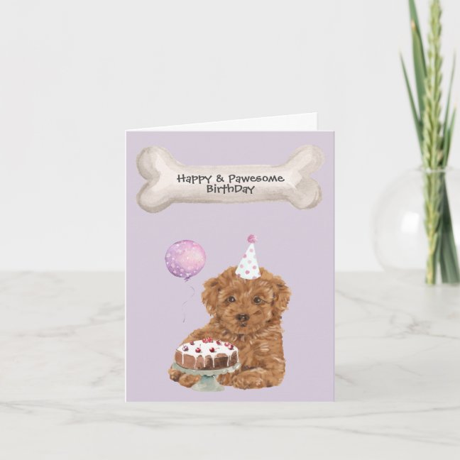 Poodle Mix Cavapoo Birthday Holiday Card