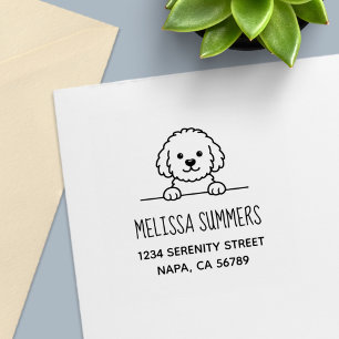 Poodle Mix Dog Doodle Pet Address Self-inking Stamp