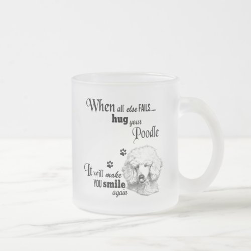 Poodle modern art cute dog breed slogan frosted glass coffee mug