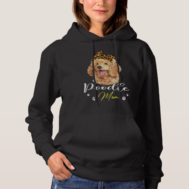 Poodle Mom Leopard Print Dog Hoodie (Front)
