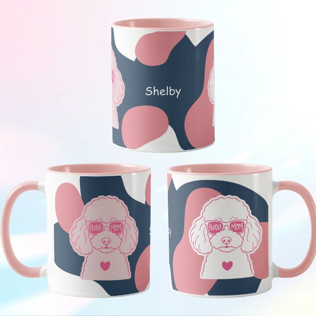 Poodle Mom Mug | Custom Name Pink Dog Sunglasses (Creator Uploaded)