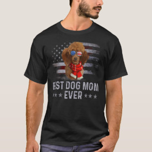 Poodle Mom Vintage American Flag Patriotic Dog 1 T-Shirt