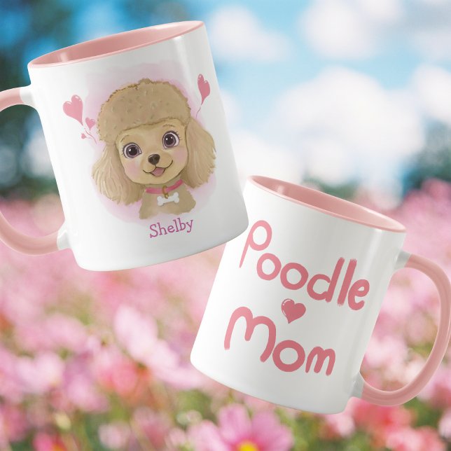 Poodle Mom Watercolor Mug with Custom Name (Creator Uploaded)