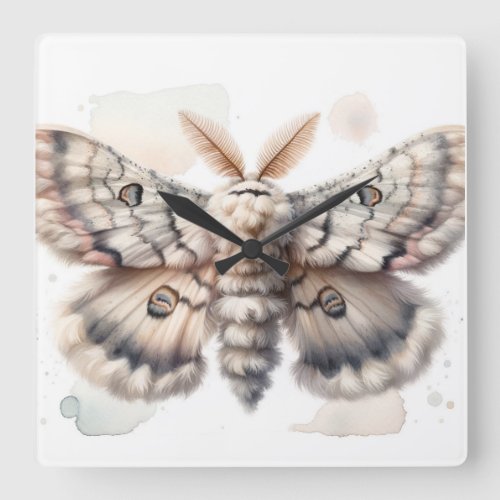Poodle Moth Watercolor IREF300 _ Watercolor Square Wall Clock
