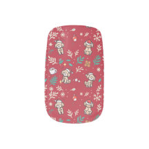 Poodle Nail Wraps Christmas Floral Cute Kawaii