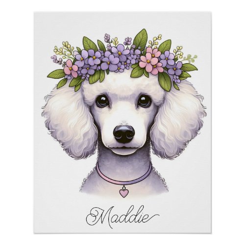 Poodle nursery poster with name