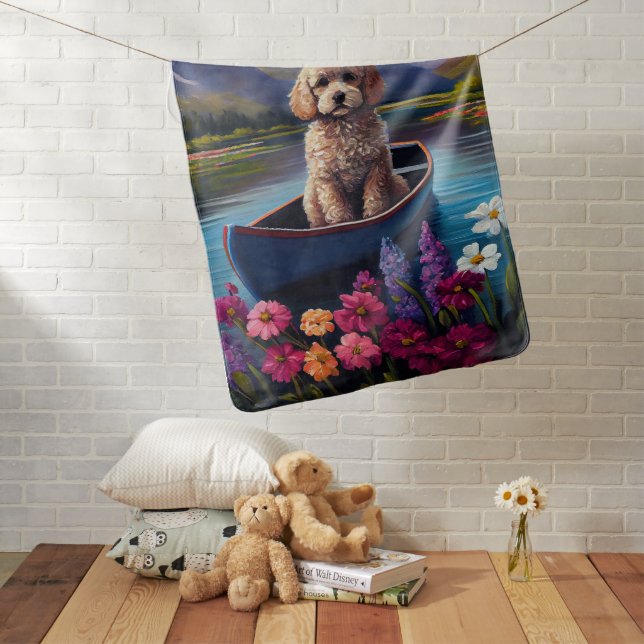 Poodle on a Paddle: A Scenic Adventure Baby Blanket (In Situ)
