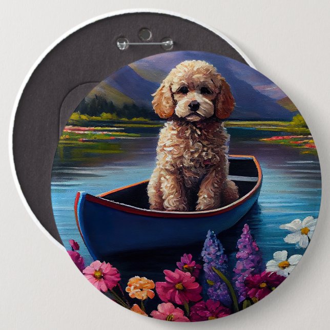 Poodle on a Paddle: A Scenic Adventure Button (Front & Back)