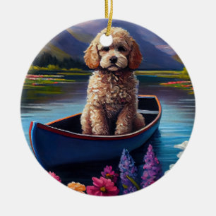 Poodle on a Paddle: A Scenic Adventure Ceramic Ornament