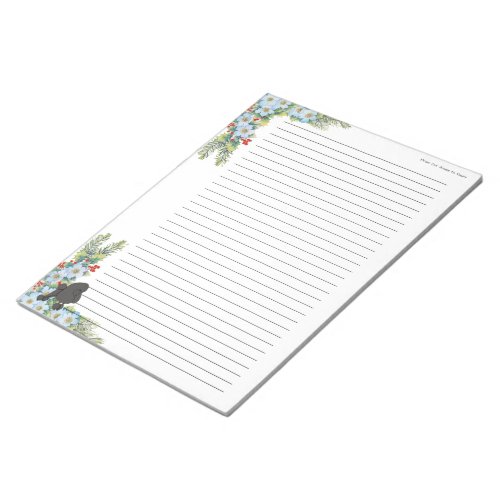 Poodle on Winter Floral lined Notepad