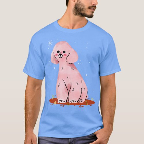 Poodle Painting Hand Drawn T_Shirt