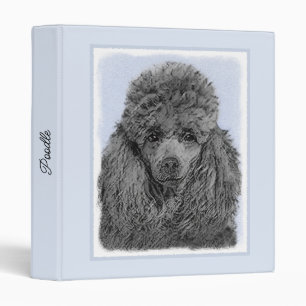 Poodle Painting Miniature Toy Black Original Art 3 Ring Binder