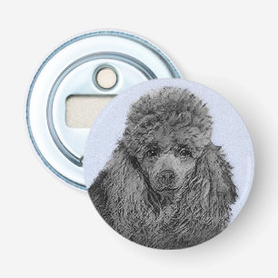 Poodle Painting Miniature Toy Black Original Art Bottle Opener