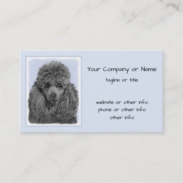 Poodle Painting Miniature Toy Black Original Art Business Card (Front)